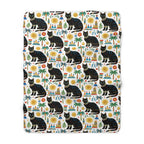 Sherpa Blanket - Majestic Black Egyptian Cats with Vibrant Adornments and Desert Motifs Create a Striking and Culturally Rich Design