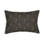 Indoor Lumbar Pillow - Art Deco Inspired Golden Cat Silhouettes and Geometric Patterns Create a Sophisticated and Stylized Modern Design
