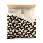 Duvet Cover - Earthy Toned Cats Lounge and Play Amidst Dark Foliage in a Serene and Naturally Inspired Seamless Pattern Design