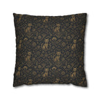 Square Pillowcase - Art Deco Inspired Golden Cat Silhouettes and Geometric Patterns Create a Sophisticated and Stylized Modern Design