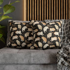 Square Pillowcase - Earthy Toned Cats Lounge and Play Amidst Dark Foliage in a Serene and Naturally Inspired Seamless Pattern Design
