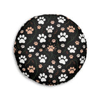 Indoor Round Floor Pillow - Majestic Black Egyptian Cats with Vibrant Adornments and Desert Motifs Create a Striking and Culturally Rich Design