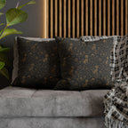 Square Pillowcase - Art Deco Inspired Golden Cat Silhouettes and Geometric Patterns Create a Sophisticated and Stylized Modern Design