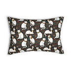 Indoor Lumbar Pillow - Regal White Egyptian Cats with Ornate Collars and Ancient Symbols Adorn this Historically Inspired and Mystical Pattern