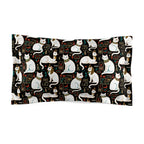 Pillow Sham - Regal White Egyptian Cats with Ornate Collars and Ancient Symbols Adorn this Historically Inspired and Mystical Pattern