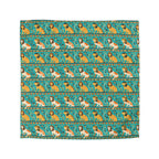 Duvet Cover - Horizontal Stripes of Golden Egyptian Cats and Intricate Hieroglyphs Form a Repeating and Historically Themed Border Pattern