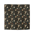 Duvet Cover - Brown Tabby Kittens Among Dark Green and Peach Floral Vines, Moody Vintage Style