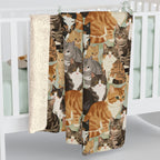 Sherpa Blanket - A Densely Packed Gathering of Adorable Felines Featuring a Wide Range of Breeds and Playful Expressions in Close Proximity