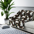 Sherpa Blanket - Regal White Egyptian Cats with Ornate Collars and Ancient Symbols Adorn this Historically Inspired and Mystical Pattern
