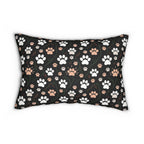 Indoor Lumbar Pillow - Majestic Black Egyptian Cats with Vibrant Adornments and Desert Motifs Create a Striking and Culturally Rich Design