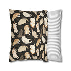 Square Pillowcase - Earthy Toned Cats Lounge and Play Amidst Dark Foliage in a Serene and Naturally Inspired Seamless Pattern Design