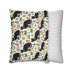 Square Pillowcase - Majestic Black Egyptian Cats with Vibrant Adornments and Desert Motifs Create a Striking and Culturally Rich Design