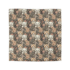 Duvet Cover - Peach and White Kittens in Dark Floral Garden, Vintage Style, Sweet and Charming Scene
