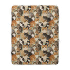 Sherpa Blanket - A Densely Packed Gathering of Adorable Felines Featuring a Wide Range of Breeds and Playful Expressions in Close Proximity