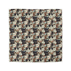 Duvet Cover - Colorful Kitten Faces with Red and Blue Flowers, Whimsical and Bright, Pattern Design
