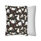Square Pillowcase - Regal White Egyptian Cats with Ornate Collars and Ancient Symbols Adorn this Historically Inspired and Mystical Pattern