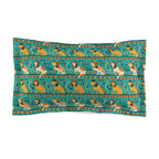 Pillow Sham - Horizontal Stripes of Golden Egyptian Cats and Intricate Hieroglyphs Form a Repeating and Historically Themed Border Pattern
