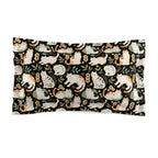Pillow Sham - Traditional Japanese Maneki-Neko Cats and Auspicious Symbols Grace a Dark Background in this Fortunate Pattern