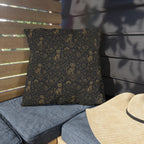 Outdoor Pillow - Art Deco Inspired Golden Cat Silhouettes and Geometric Patterns Create a Sophisticated and Stylized Modern Design