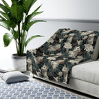 Sherpa Blanket - Grey and White Kittens with Creamy White Flowers and Dark Green Foliage, Elegant Vintage Vibe