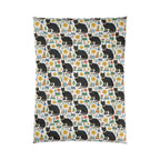 Comforter - Majestic Black Egyptian Cats with Vibrant Adornments and Desert Motifs Create a Striking and Culturally Rich Design