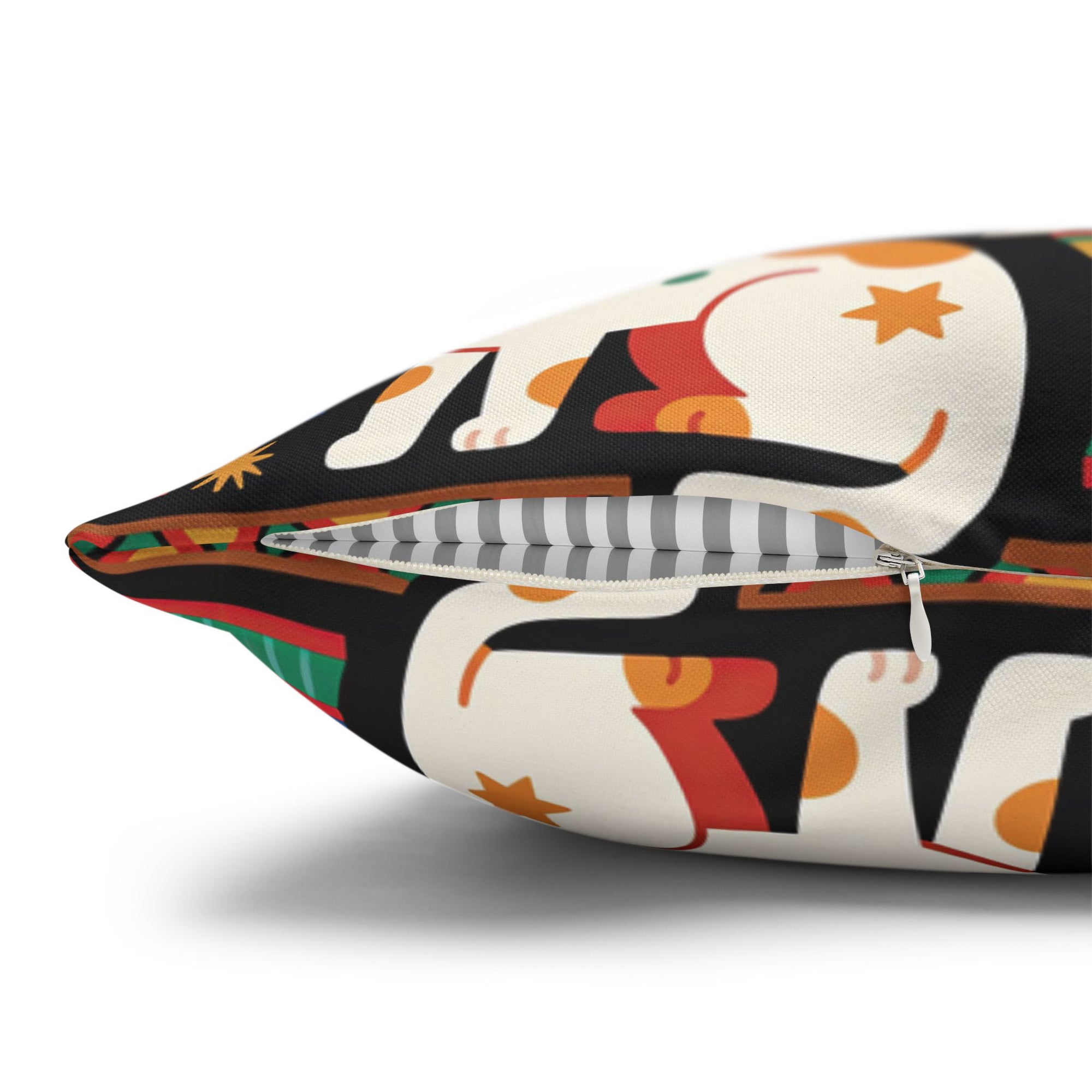 Square Pillowcase - Ancient Egyptian Felines with Hieroglyphs and Colorful Borders Adorn this Playful and Culturally Rich Cat Pattern
