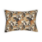 Indoor Lumbar Pillow - A Densely Packed Gathering of Adorable Felines Featuring a Wide Range of Breeds and Playful Expressions in Close Proximity