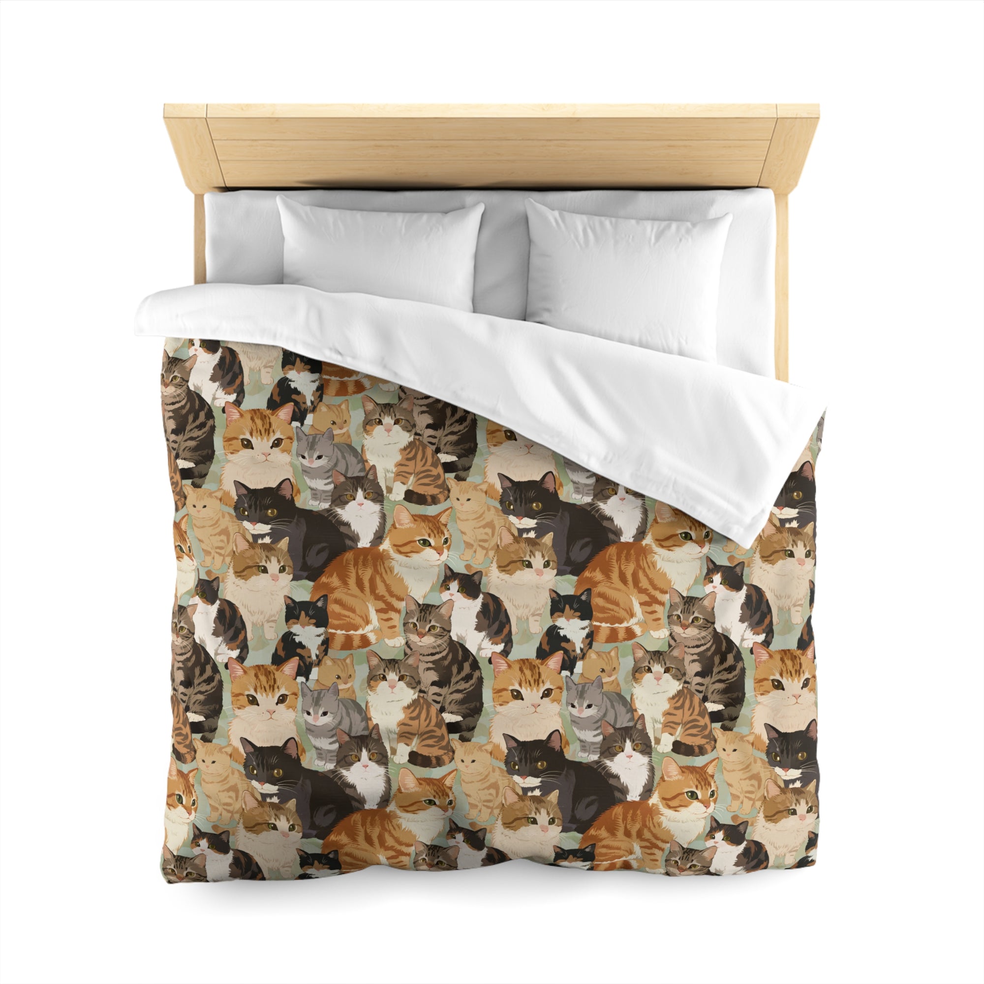 Duvet Cover - A Densely Packed Gathering of Adorable Felines Featuring a Wide Range of Breeds and Playful Expressions in Close Proximity
