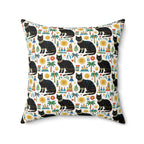 Indoor Square Pillow - Majestic Black Egyptian Cats with Vibrant Adornments and Desert Motifs Create a Striking and Culturally Rich Design