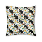 Indoor Square Floor Pillow - Majestic Black Egyptian Cats with Vibrant Adornments and Desert Motifs Create a Striking and Culturally Rich Design