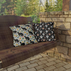 Outdoor Pillow - Majestic Black Egyptian Cats with Vibrant Adornments and Desert Motifs Create a Striking and Culturally Rich Design