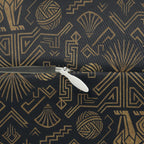 Indoor Lumbar Pillow - Art Deco Inspired Golden Cat Silhouettes and Geometric Patterns Create a Sophisticated and Stylized Modern Design