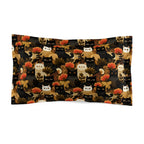Pillow Sham - A dark and fantastical illustrative painting of many different cats and plants, creating a dense, mysterious, and golden jungle or forest scene.