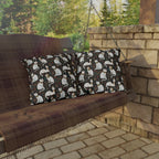 Outdoor Pillow - Regal White Egyptian Cats with Ornate Collars and Ancient Symbols Adorn this Historically Inspired and Mystical Pattern