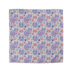 Duvet Cover - Sweet pastel blue and pink cartoon cats, cute kawaii style kittens with yarn and paw prints, charming and playful animal design, light cream background, delightful pet pattern