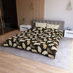 Duvet Cover - Earthy Toned Cats Lounge and Play Amidst Dark Foliage in a Serene and Naturally Inspired Seamless Pattern Design