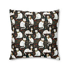 Indoor Square Floor Pillow - Regal White Egyptian Cats with Ornate Collars and Ancient Symbols Adorn this Historically Inspired and Mystical Pattern