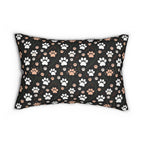 Indoor Lumbar Pillow - Golden Egyptian Cats with Pharaonic Headpieces Amidst Lush Palms and Lotus Flowers in an Exotic and Vibrant Scene