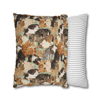 Square Pillowcase - A Densely Packed Gathering of Adorable Felines Featuring a Wide Range of Breeds and Playful Expressions in Close Proximity