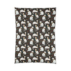 Comforter - Regal White Egyptian Cats with Ornate Collars and Ancient Symbols Adorn this Historically Inspired and Mystical Pattern
