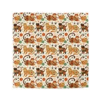 Duvet Cover - Colorful folk art patterned cats, vibrant orange and teal hues, playful felines with yarn and paw prints, bohemian animal illustration, cream background, artistic and cheerful design