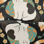 Indoor Lumbar Pillow - Traditional Japanese Maneki-Neko Cats and Auspicious Symbols Grace a Dark Background in this Fortunate Pattern