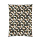 Comforter - Traditional Japanese Maneki-Neko Cats and Auspicious Symbols Grace a Dark Background in this Fortunate Pattern