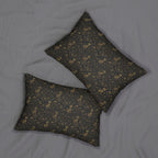 Indoor Lumbar Pillow - Art Deco Inspired Golden Cat Silhouettes and Geometric Patterns Create a Sophisticated and Stylized Modern Design