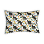 Indoor Lumbar Pillow - Majestic Black Egyptian Cats with Vibrant Adornments and Desert Motifs Create a Striking and Culturally Rich Design
