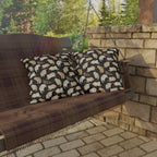 Outdoor Pillow - Earthy Toned Cats Lounge and Play Amidst Dark Foliage in a Serene and Naturally Inspired Seamless Pattern Design