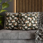 Square Pillowcase - Traditional Japanese Maneki-Neko Cats and Auspicious Symbols Grace a Dark Background in this Fortunate Pattern