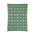 Comforter - Horizontal Stripes of Golden Egyptian Cats and Intricate Hieroglyphs Form a Repeating and Historically Themed Border Pattern