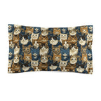 Pillow Sham - Blue Eyed Cats with Brown and White Fur on a Deep Blue Damask Background