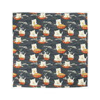 Duvet Cover - An adorable and cute pattern of baby cats happily eating steaming ramen noodles from traditional red and white bowls with beautiful white floral elements surrounding them.
